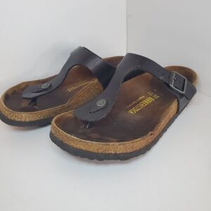 Birkenstock Gizeh Womens Sz 7 US 38 EU Black Birko-Flor Sandals Flip Flop Hippie